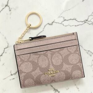Coach Mini Skinny Id Case In Signature Canvas in Champagne CW966